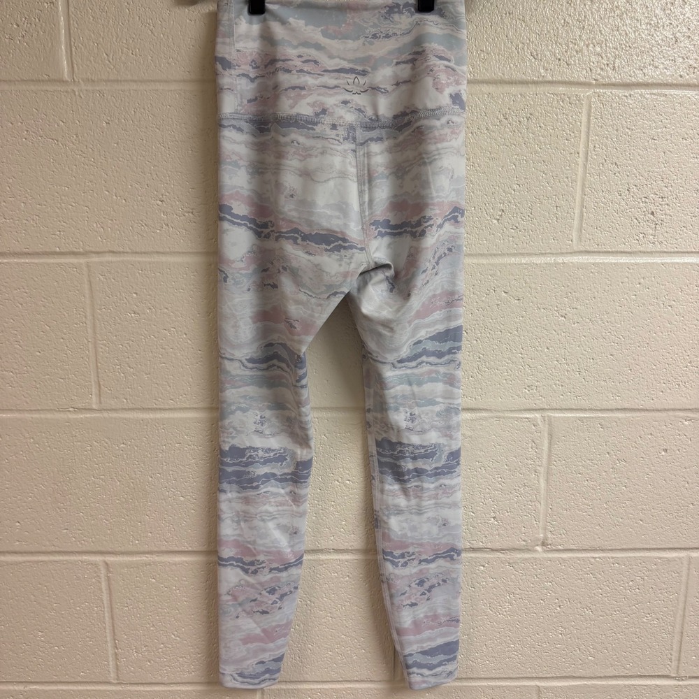 Beyond Yoga Womens Marble High Waisted Midi Leggings XS Pink Blue White Marble
